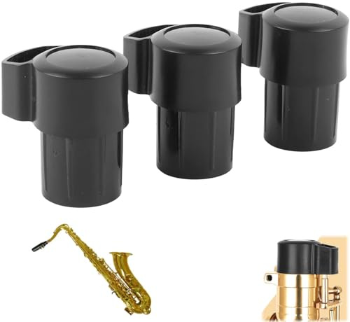 Tissting B Flache Altsaxophon Stecker, 3 Stück Sax Tasten Stecker Schwarz | Saxophone Kappe Kappenstopfen ABS Sax End Kappen Gebogener Hals Tasten Schutz Musik Instrument für Saxophon