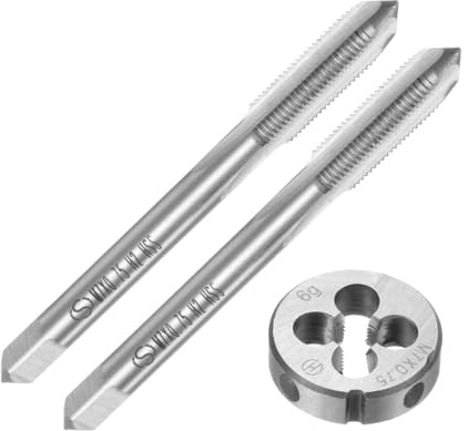 QUARKZMAN Maschinengewindebohrer Set M7x0.75, 2stk. Gewindebohrer / 1stk. Schneideisen, Gewindeschneider und Schneideisen Set