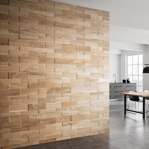 Wooden Wall Design Panneau mural en chêne 3D avec revêtement en bois de chêne structuré - Modèle OZO Mini (1 m2)