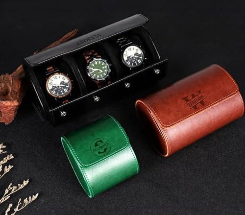 Benutzerdefinierte Leder Uhrenetui Für Papa - Personalisierte Uhrenbox, Kundenspezifisches Logo PU Leder Travel Watch Box, Benutzerdefinierte Pic Geschenk Für Ihn, Uhr Geschenk Für Vater