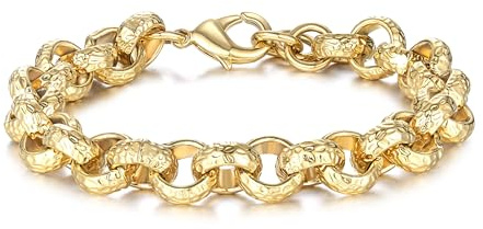 4-20mm Gold Ornate/Lined Pattern/Diamond Cut Belcher Bracelet, 6-9 Inch, Gold Plated – Bling King London