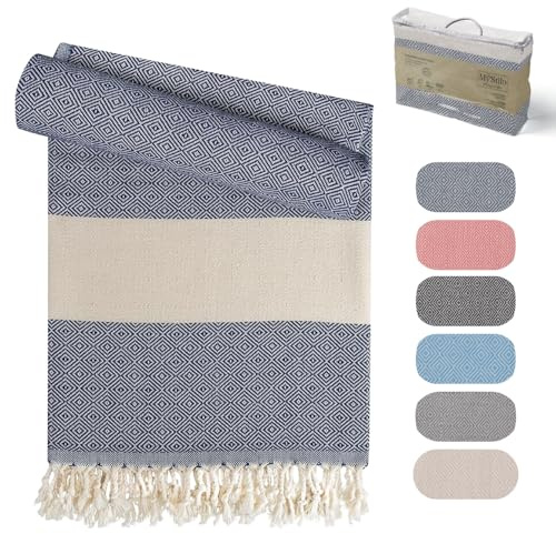 MyStilo Asciugamano per hammam in 100% cotone riciclato (blu petrolio)