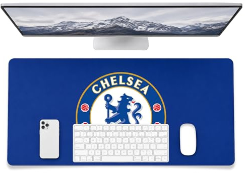 Chelsea FC Schreibtischunterlage, vollständiges Wappen auf Sekundär-Dunkelblau, 43 x 90 cm