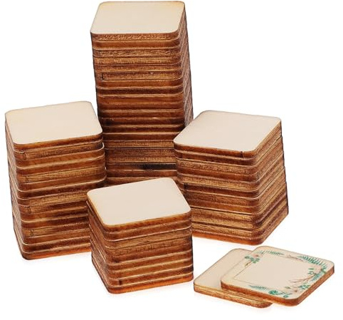 NUOBESTY de Cuadrados de Madera 300 Piezas para Manualidades Resistentes al Desgaste y Deformación Material Beige Adecuado para Proyectos DIY y Decoración