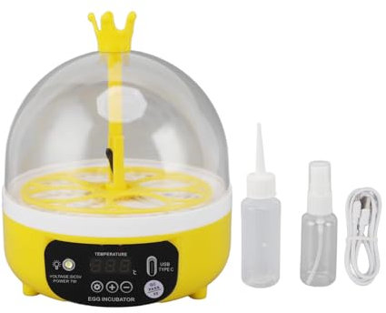 Mini-Ei-Inkubator zum Schlüpfen von Küken, 4 Eier, Geflügel-Brutmaschine für Hühner, Enten, Tauben, manuelles Drehen mit LED-Temperaturanzeige, 360°-Ansicht (Automatisches Wenden)