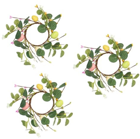 Zerodeko 3stücke Eukalyptus Kerzenring Mit Bunten Ostereiern Künstlicher Für Tischdekoration Für Ostern Hochzeiten Und Partys Festliche