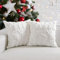 TOYPOPOR Set di 2 federe decorative natalizie (cervo ricamato, bianco, 45,7 x 45,7 cm)
