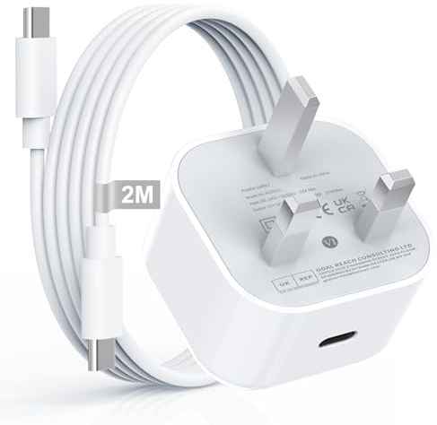 iPhone 15 16 17 Charger Plug, 20W iPhone Charger USB C Plug with USB C to C Cable 2M, iPad Fast Charging Cable and USB C Fast Charge Adapter for Apple iPhone 16 17/16 Plus/15 Pro/15,iPad Pro