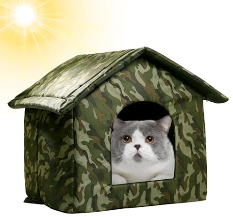 Outdoor Katzenhaus für den Winter, wasserdichte Haustierhöhle isoliert, isolierte Hundehütte, Winter Warm Katzenunterstand Katzenhütte, Atmungsaktive Warme Katzenhöhle Wetterfeste Außenhäuser für