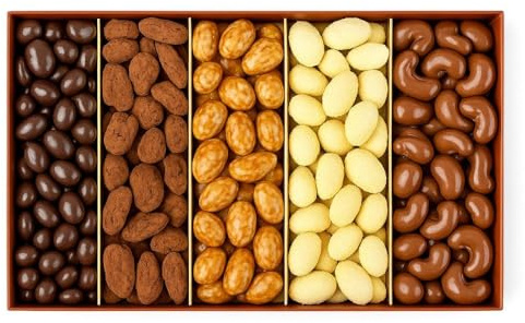 Nuts Pick Chocolate Nuts Gift Box – Premium Nuts Coated in Milk, White, Dark & Cocoa Dusted Chocolate