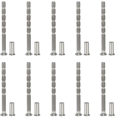 PATIKIL 10 stycken möbelanslutningsskruvar M5 x 60 mm, krysskruv försänkta skruvar set med hylsmutter och hylsskruvar, möbelkontakter skruvar för dörrhandtag skåphandtag