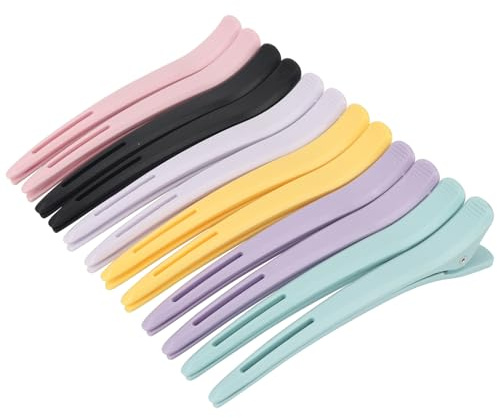 MOTIBACK 12 Stück Haarklammern mit Silikonband für Alle Haartypen | 11cm große Abteilklammern aus Kunststoff. Ideal für Salon, Styling und Gesichtswäsche. Sanfter Halt ohne Ziepen