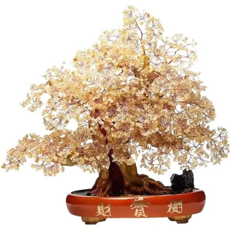 DTACBNEUZ Crystal Bonsai Citrine Fortune Tree Home Wine Cooler Entrance Shop Company Opening Gift Ornaments Ornaments Feng Shui Crystal Tree