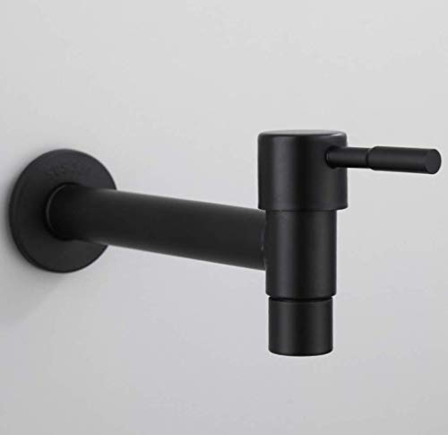 GODFSAHG Wand-Kaltwasserhahn aus Edelstahl für Badezimmer, Mopp, Pool, Waschmaschine, Wasserhahn, Schwarze Farbe