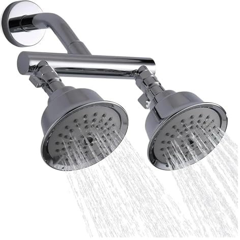 Pommeau de douche double avec robinets d'arrêt, 2 pommeaux de douche pour le bain, double pommeau de douche haute pression 5 fonctions