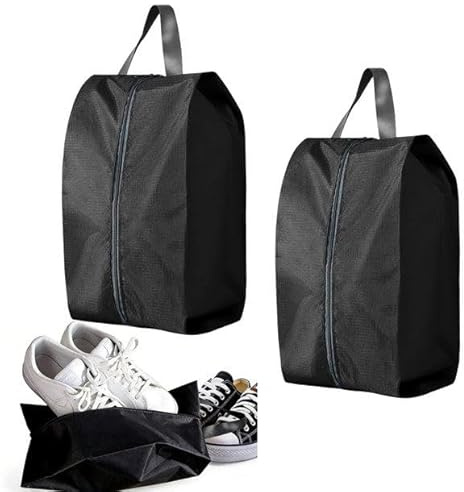 Set de 2 Bolsas para Zapatos, Bolsas Impermeables para Viaje, Organizador de Calzado Resistente a la Suciedad, para Viajes, Vacaciones y Deportes, Negro, hasta Talla EU 47, Compactas y Prácticas