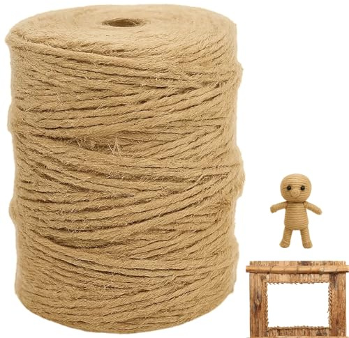 Juteschnur 3mm, Gartenschnur 100 Meter Rolle, Reißfeste Paketschnur Aus Naturjute, Vielseitige Jute Schnur Für Garten, DIY Und Handwerk, Jutegarn Kordelband Ideal Als Bindfaden Oder Kordelband