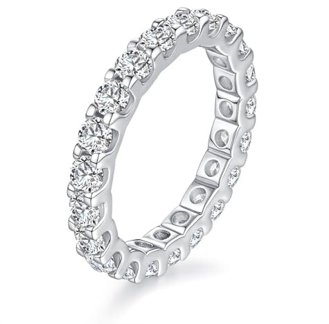 Whoiy Goldring Damen Echtgold, Ewigkeit 0.1ct Moissanite Verlobungsringe Platin Ehering 950 für Frauen Größe 54 (17.2)
