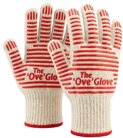 CZXCV Heat Resistant Oven Gloves with Fingers, Extreme Heat Proof Gloves | Red, 1 Pair, 300°C/5722°F, Non-Slip Oven Mitts, for Kitchen, BBQ, Grilling, Baking, Indoor and Outdoor Use