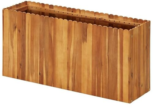Trädgårdsrabatt av massiv akaciaträ (oljat) 100 x 30 x 50 cm – hållbar och naturlig för grönsaker, örter och blommor – perfekt för små trädgårdar och balkonger