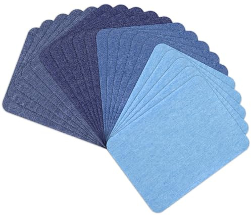 20 Stück Bügelflicken Jeans Flicken zum Aufbügeln 4 Farben Blautöne Jeansflicken Innen und Außen Stoff-Reparaturflicken Rechteck Aufbügelflicken Bügelflicken Kleidung Reparaturflicken zum Aufbügeln