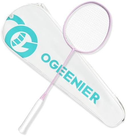 OGEENIER Badminton Schläger Badminton Racket Profi mit Tasche | Federball Set: 1 Badmintonschläger,1 Griffbänder + Tasche. Ideal für Freizeit & Turnier.Leichte badmintonschläger
