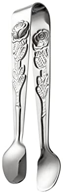Stainless Steel Sugar Tongs, 4Inch Small Rose Sugar Cube Tong, Mini Serving Tongs Ice Tong U-Shaped Kitchen Tongs for Home, Outdoor BBQ Tea and Coffee Party, Appetizers, Desserts(Color:Silver)