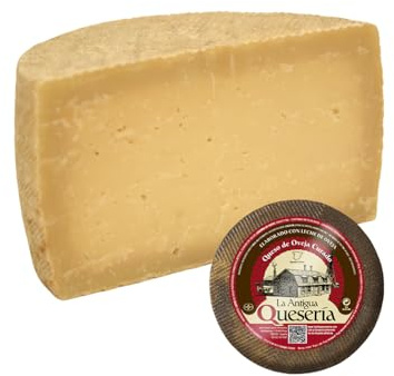 La Antigua Quesería - Queso de Oveja Curado Artesano - MEDIA PIEZA 1500 g (aprox) - Elaborado en Toledo - 100% Leche Pasteurizada - Mínimo 6 Meses de Curación.