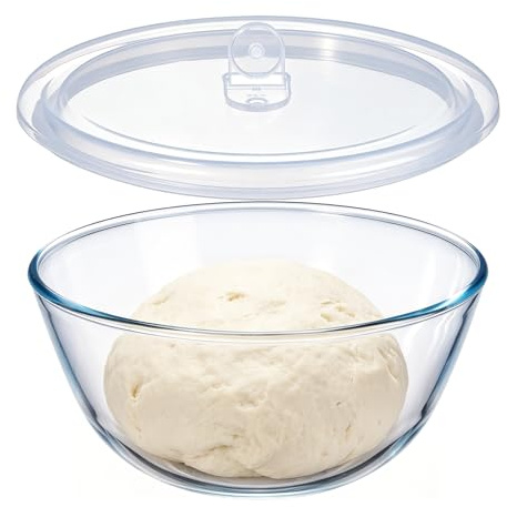 E-far 4.8QT Large Glass Mixing Bowl with Airtight Lid for Sourdough Bread