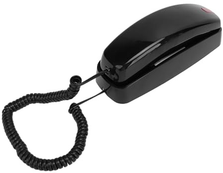 Dpofirs Fast Telefon med Sladd, Stor Knappvolymkontroll Hög Ringsignal Blinkande Ljus, Väggmonterbar Hemtelefon för Seniorer (Svart)