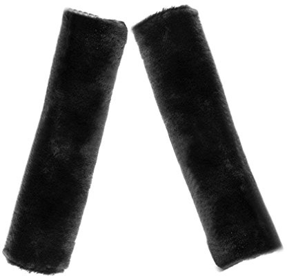 2pcs Faux Schaffell Sicherheitsgurt Schulterpolster Gurtschutz Polsterung für Sitzgurt Schulterpolster Auto Kinder Erwachsener(Schwarz)