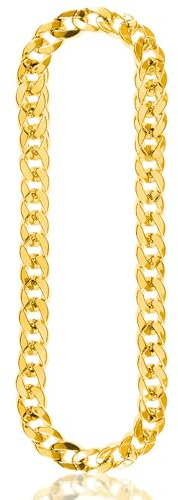 Guld gangsterkedja halsband hiphop rappare smycken hallick fin klänning tillbehör tjock guldkedja chavs, En storlek, Plast