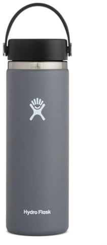 HYDRO FLASK - Water Bottle 591 ml (20 oz) - Vacuum Insulated Stainless Steel Water Bottle Flask with Leak Proof Flex Cap with Strap - BPA-Free - Wide Mouth - Stone