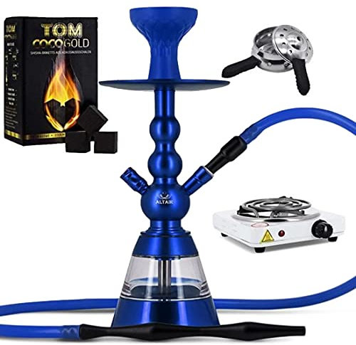 HND Pack Chicha Altair 3BL + Tuyau Marrakech + Foyer Silicone Vortex + Chauffe-Charbon + Plaque + Charbon 1 KG Tom Cococha Gold