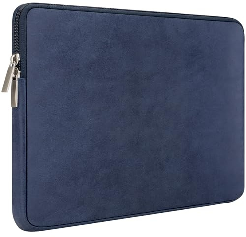 RAINYEAR 11 Inch Laptop Sleeve PU Suede Leather Case Protective Padded Cover Water Resistant Carrying Bag Compatible with 11.6 MacBook Air Surface Pro for 11 Notebook Computer Chromebook(Deep Blue)