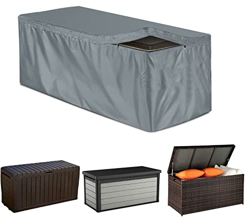 COOSOO Housse de coffre de terrasse avec fermeture éclair - Imperméable - Oxford 420D - Coussin de rangement rectangulaire pour conteneur (gris, M : 130 x 60 x 71 cm)
