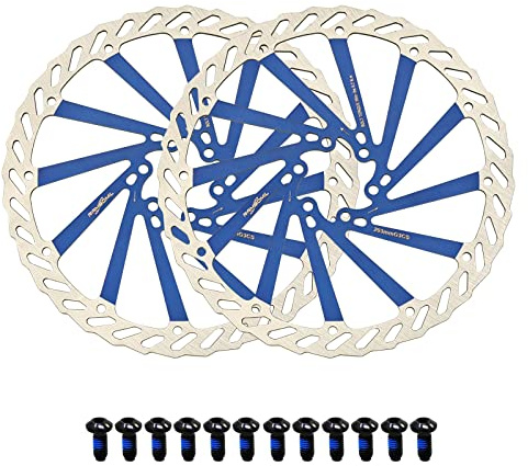 Jane Eyre 203mm Fahrrad Bremsscheibe 2 Stück Scheibenbremse Fahrrad rotor mit 12 Schrauben passend für die meisten Fahrräder, Rennräder, Mountainbikes BMX MTB(Blau 203mm)