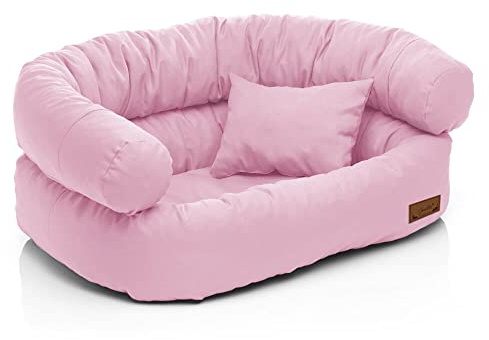 Juelle Hundebett - Großhundesofa, Abnehmbarer Bezug maschinenwaschbar, flauschiges Bett, Hundesessel Santi S-XXL (Größe: L - 100x80 cm, Hellpink)