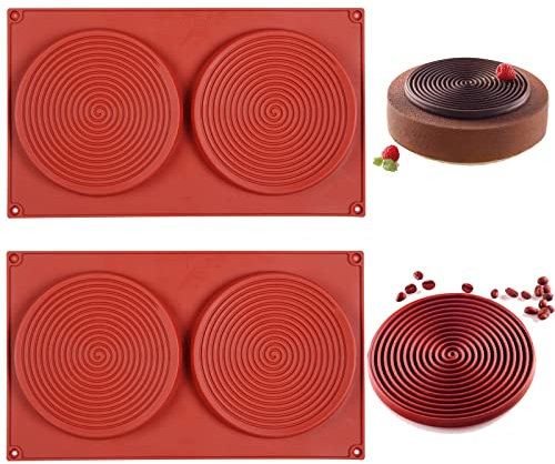 2 Pezzi Stampo Torta Spirale in Silicone, Stampo Silicone Spirale Piatta, Stampo Silicone Spirale, Adatto per Fare la Torta Arcobaleno, Torta al Cioccolato, Rendere la Torta più Deliziosa
