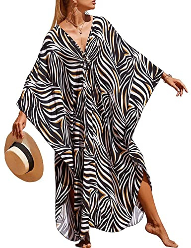 Bsubseach kvinnor baddräkt cover up för badkläder kvinnor kaftan klänningar sommarklänning, En Storlek
