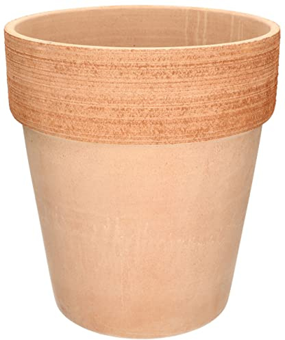 KOTARBAU® Ton-Blumentopf Übertopf Keramik ⌀ 28 cm Terrakotta Frostbeständig Geriffelter Rand Griffe