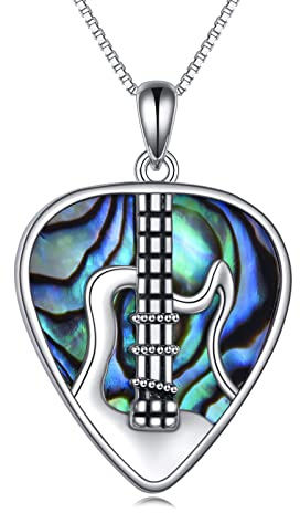 CUPENDA Gitarre Halskette Stering Silber Gitarre Pick Anhänger Halskette Musik Schmuck für Frauen Mädchen
