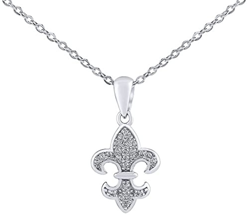 SILVEGO Damen Halskette aus 925 Sterling Silber mit Anhänger Heraldische Lilie Brilliance Zirconia