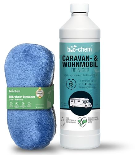 Bio-Chem - 1L + manopla de Lavado - Producto de Limpieza para caravanas, autocaravanas, toldos, decapante de Lluvia - Accesorio para el Mantenimiento de caravanas y autocaravanas