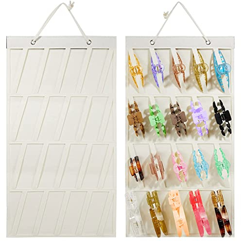 Haarklammer Organizer Hängend, Haargummi Aufbewahrung Hängend mit 20 Bändern Aufbewahrung für Haarklammern Haarspangen Organizer Mädchen, Haarklammer Halterung für Töchter, Frau, Mutter, Freunde