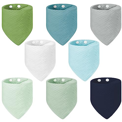 Vicloon baby haklappar, 8 st triangulära haklappar 100% bomull baby bandana haklappar med justerbara knappar, mjukt absorberande ventilerande, för unisex baby