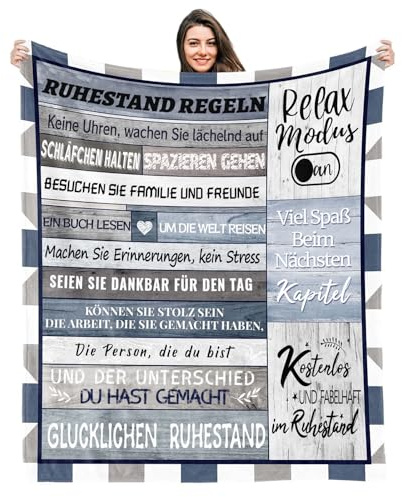 ACCZ Renteneintritt Geschenk Männer, Personalisierte Ruhestand Geschenke Decke, Rentnerin Geschenke für Frau und Mann, Abschied Kollegin Geschenk Kuscheldecke Abschiedsgeschenk Rente
