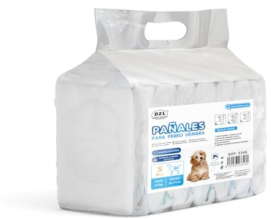 Pañales Desechables para Perro Pañales para Perros Sanitarios para Mascotas Bragas Higiénicas Suaves absorbentes (Hembra, S)