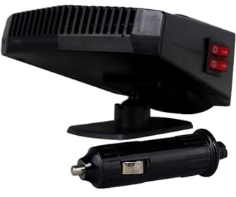 Riloer Ventilatore di riscaldamento auto 12 V 200 W 3 in 1 automatico con funzione di purificazione dell'aria, sbrinamento parabrezza sigaretta plug-in nero