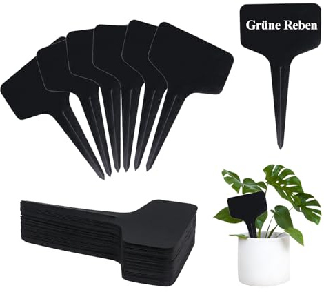 100 Stück Pflanzenschilder zum Beschriften,Dick Plastik Pflanzschilder für Draussen Wetterfest Schwarz Pflanzenstecker für Gemüse,Blumen,Topfpflanzen,Kräuter 6x10cm